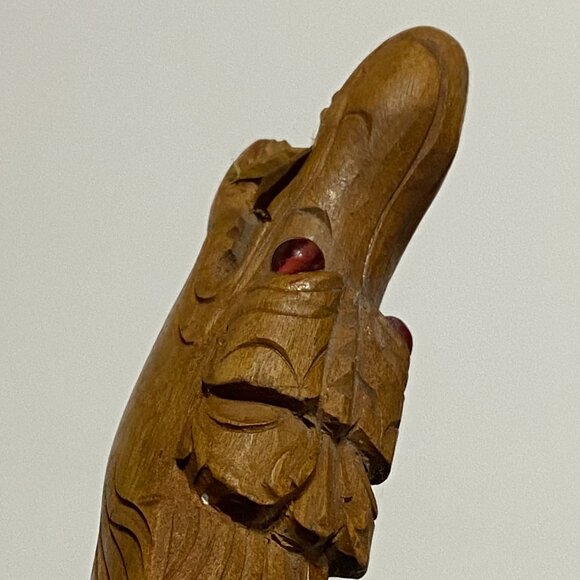 Rare & Unique VTG Wooden Hand Carved Walking Cane Red Eyes Dragon Stick Handle. - Picture 12 of 17